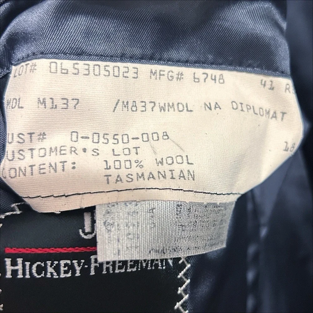 Hickey Freeman Loro Piana‎ 120s Wool Suit Jacket 41R Gray White Pinstripe Blazer